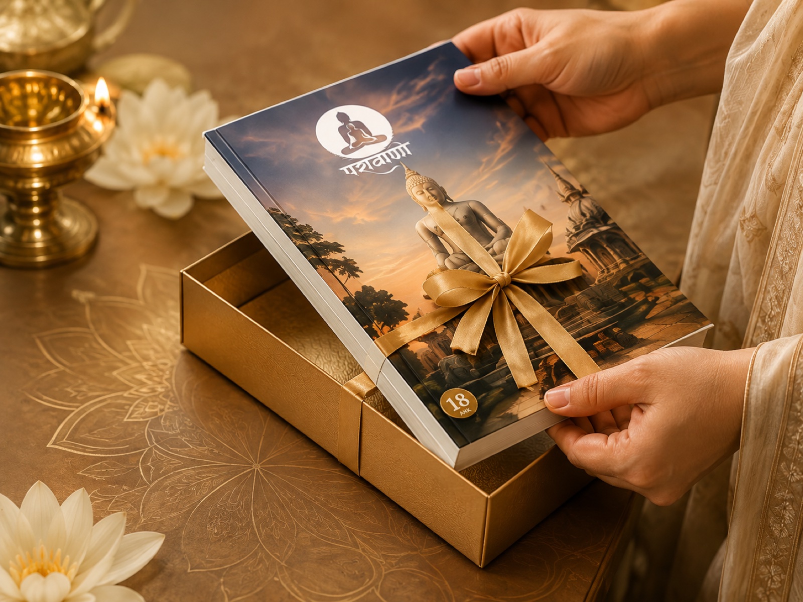 A Parawani magazine presented in a golden gift box